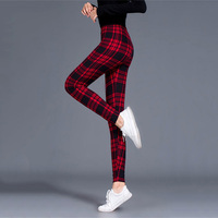 Plaid legginsy damskie seksowne spodnie legginsy Push Up moda Fitness leginsy siłownia sportowe spodnie z wysokim stanem Plus Size 5